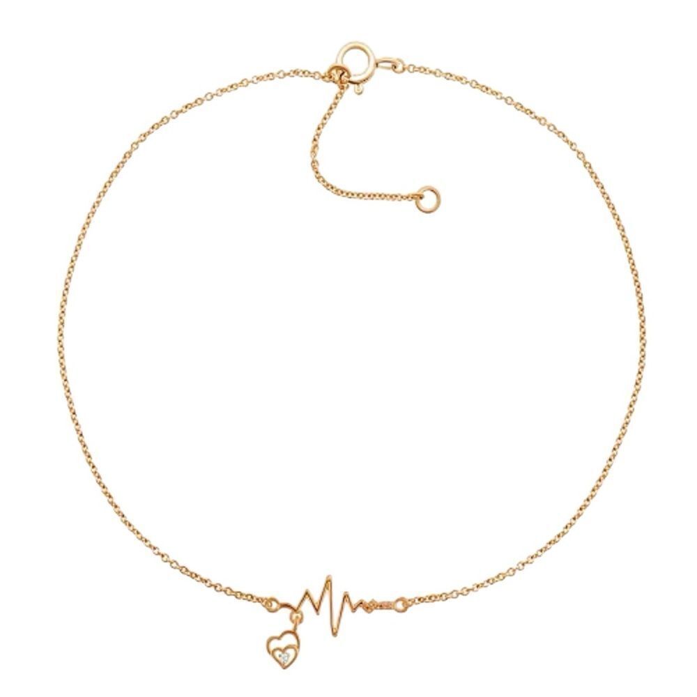 Macy’s diamond accent sterling silver 9”+1”Gold Heartbeat anklet